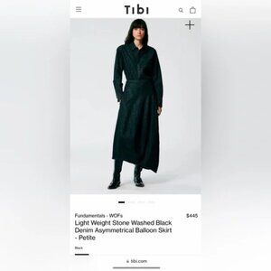 Tibi Light Weight Stone Washed Denim Asymmetrical Balloon Skirt Size 10